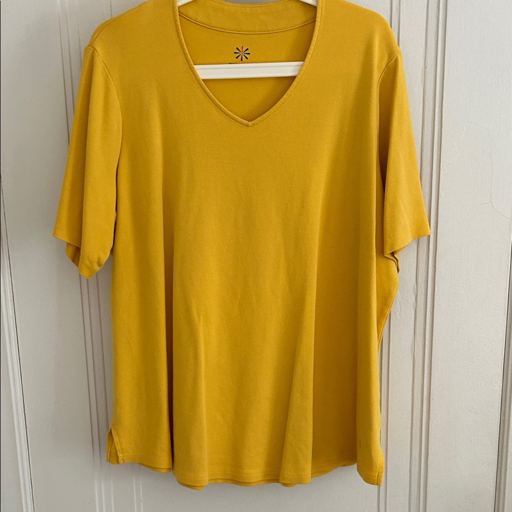 Essentials Women's Sunflower Yellow V-Neck Short Sleeve Tee
